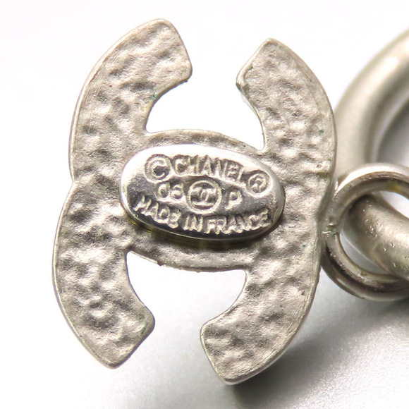 CHANEL Authentic White Logo Earrings